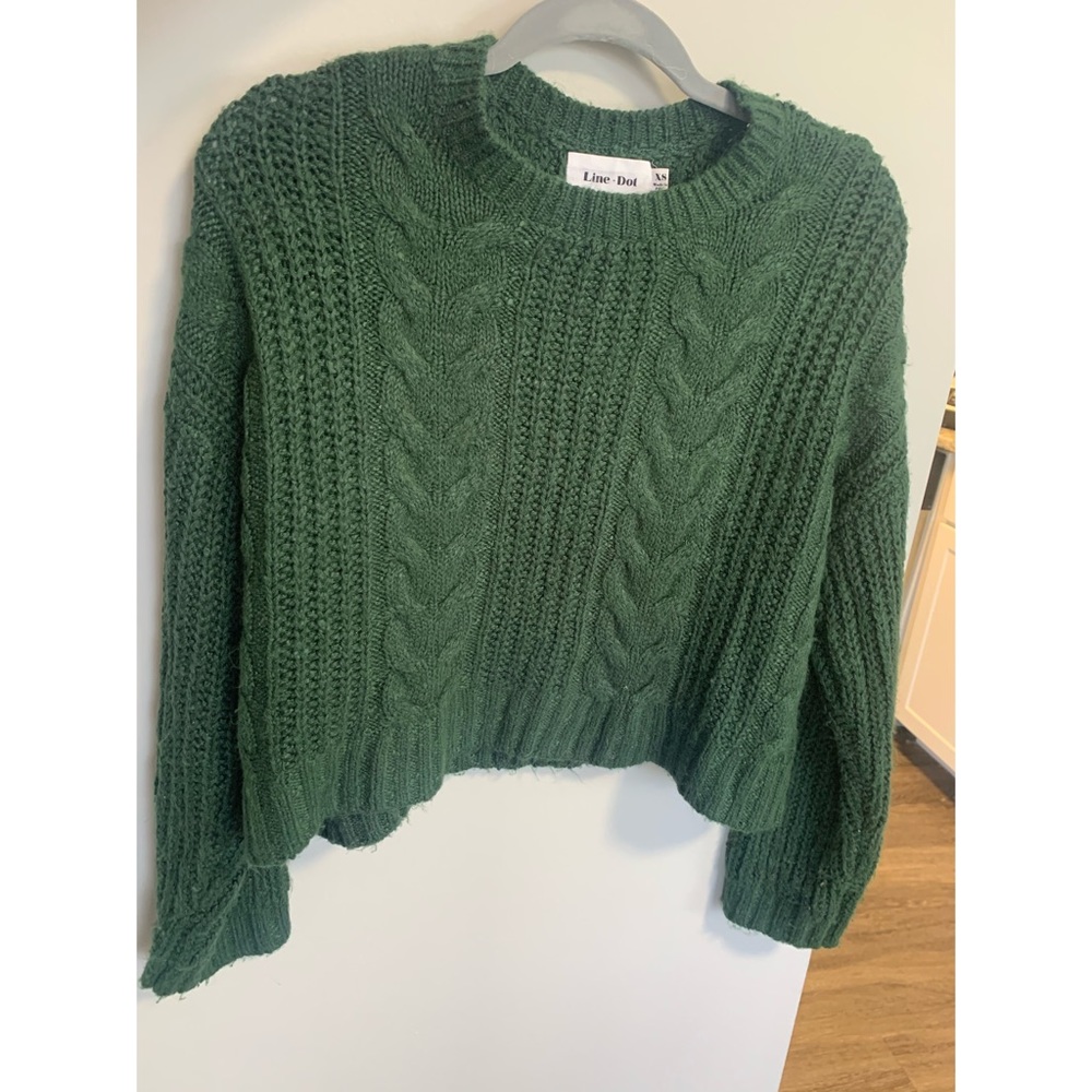 Green semi-cropped sweater from anthropologie.